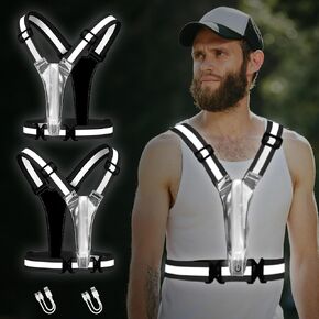 LED Reflective Vest Running Gear, Light Up Vest for Night, High Visibility Running Vest for Biking Cycling Walking, USB Rechargeable Adjustable Safety Gear for Men Women Kids