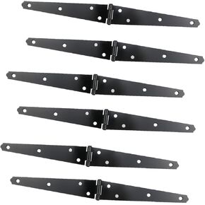 6 Pack 3.7In Shed Door Hinges, Heavy Duty Black Shed Hinges for Gate Strap,Wooden Fences and Garden Door