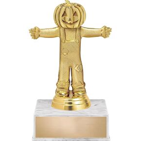 Crown Awards Halloween Trophy, 6" Halloween Pumpkin Scarecrow Trophy On White Luxury Trophy Base