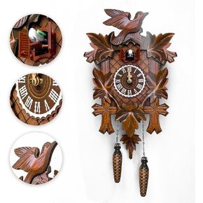 Brown Handcrafted Cuckoo Wall Clock with Silent Movement, with Pendulum and Chiming Function, Classic Vintage Wooden Design, 18.11 x 9.84 x 3.94 inches in Saudi Arabia