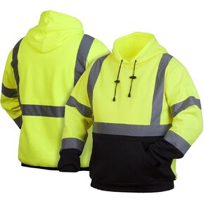 Pyramex Safety Pullover Sweatshirt With Bottom Hi Vis Lime