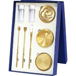 OLizee® 8 Pcs Brass Incense Making Kit Incense Powder Burner Set Incense Ash Press Kit Incense Seal Mold Kit Incense Press Mold Tool Kit for DIY Fragrance Accessories Cloud