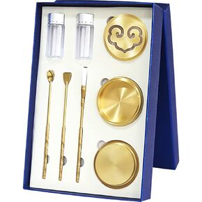 OLizee® 8 Pcs Brass Incense Making Kit Incense Powder Burner Set Incense Ash Press Kit Incense Seal Mold Kit Incense Press Mold Tool Kit for DIY Fragrance Accessories Cloud