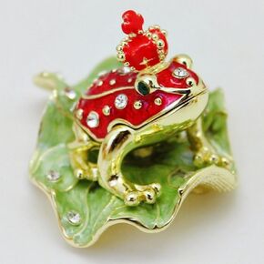 ARGENT FOREST Frog Trinket Box Frog Prince Figurines Hinged Jewelry Boxes Jewelry Ring Box Earrings Organizer Home Decor Gifts (green)