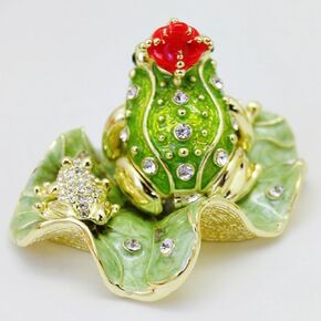 ARGENT FOREST Frog Trinket Box Frog Prince Figurines Hinged Jewelry Boxes Jewelry Ring Box Earrings Organizer Home Decor Gifts (green)