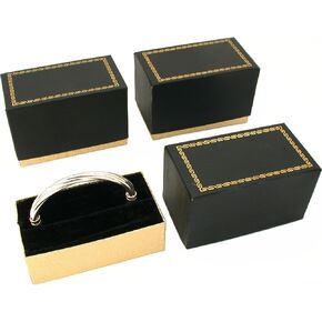 FindingKing 3 Bangle Bracelet Boxes Black & Gold Gift Display Boxes
