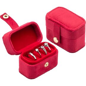 Small Velvet Jewelry Ring Box Mini Travel Gift Case Portable Ring Storage Case for Rings Earrings for Women (Pink)