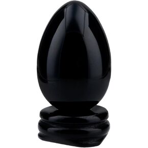 TUMBEELLUWA Carved Egg Healing Crystal Quartz with Stone Stand Reiki Figurine Home Decoration,Obsidian