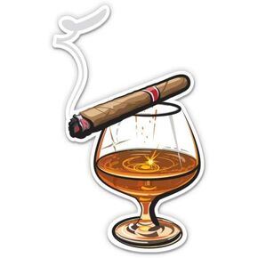 Brandy Cigar - 5" Vinyl Sticker - for Car Laptop I-Pad - Waterproof Decal