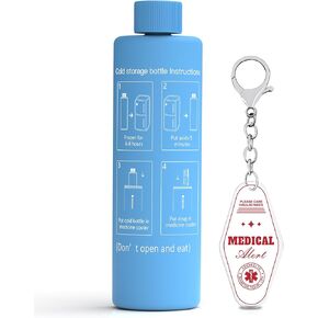 16H Insulin Pen Cooler Trave Case with QR Medical Travel Tag Portable Medicine Travel Cooler Bag TSA Approved Diabetic Travel case with Biogel Ice Pack（Azure）