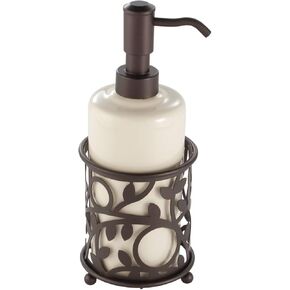 iDesign Vine Metal and Plastic Wastebasket Trash Can Garbage Can for Bathroom, Bedroom, Home Office, Kitchen, Patio, Dorm, College, Vanilla Tan and Bronze