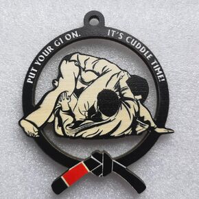 Jiu Jitsu Ornaments for Christmas Tree, Jiu Jitsu Ornament, Put Your Gi On Its Cuddle Time, Brazilian Jiu Jitsu Gift Hanging for Men Jiu Jitsu Xmas 2024 Gift for Sensei Instructor Wooden 3.5''
