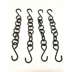 Heavy Duty Chain Hooks - Set of 4, Metal S Shaped Holder for Kitchenware, Pot, Utensil, Clothes, Bag, Towel, Plant, Pan - Perfect Hangers for Indoor and Outside Use