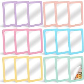 18Pcs Small Mirrors for Kids Pastel Plastic Craft Mirrors Unbreakable Shatterproof Mirrors for Preschool Classroom DIY Supplies, Double-Sided, 6 x 4 Inch