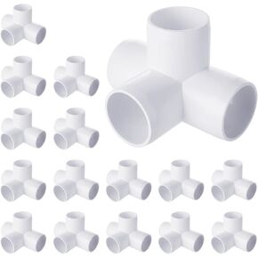 16 1 1/4" Pack PVC Fittings 4 Way, Furniture Grade PVC Fitting, SCH 40 4-Way Side Outlet Tees, PVC Conner Fittings PVC Elbow for Build Furniture, Shelves, Tents and More