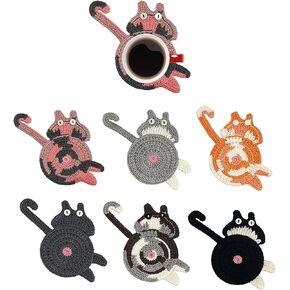 6pcs Cat Coasters for Drinks,Cute Coasters for Coffee Table,Cat Decor for Home,Cute Stuff for Cat Lovers Gifts,Cat Butt Coastersn,Funny Coasters Set