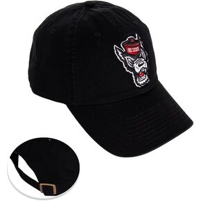 Desert Cactus NC State North Carolina State University University Baseball Hat NCSU Wolfpack Brimmed Embroirderd Hats Cap Adjustable Cloth Strap Adult (Style A1) Black
