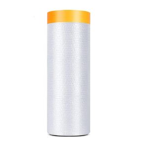 Painters Plastic With Tape, Pre-Taped Masking Film, 6 Rolls Automotive Best Tape and Drape, Paint Adhesive Protective Film Roll for Covering Skirting, Frames, Cars and Auto Body (5 X 65-Feet) (6)