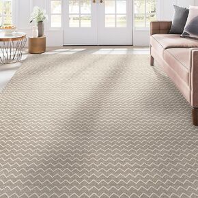 Well Woven Apollo Elemental Mesa Taupe Cream Chevron Tribal Flatwoven Rug – 9'10" x 13' - Easy-to-Clean, Stain-Resistant, Durable for Grand Living Room, Master Bedroom and Dining Spaces