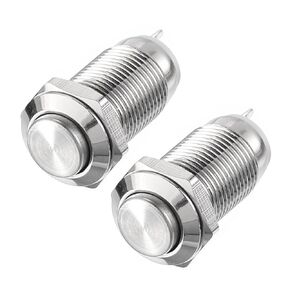 uxcell Momentary Metal Push Button Switch 10mm Mounting Dia 1NO Silver LED Light, High Head, 2pcs