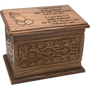 NWA Wooden Large Human and Pet Funeral Cremation Urn with Personlaization (Cross1)