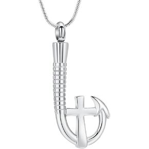 Hearbeingt Cremation Jewelry for Ashes Fishing Hook Urn Necklace for Ashes for Human Pet Stainless Steel Keepsake Pendant for Men Women