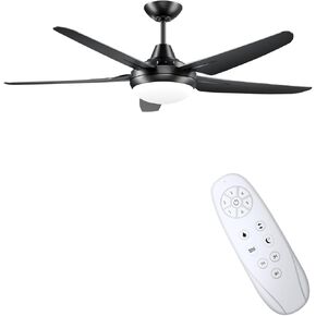 CJOY 84'' Ceiling Fan with Lights and Remote, Large Aluminium Black Industrial Ceiling Fans, Reversible 9 Blades DC Motor, Dimmable Light Fan Bedroom Indoor/Outdoor Ceiling Fans for Patios