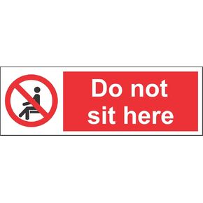 INDIGOS UG - Sticker - Safety - Warning - Prohibition signs Do not sit here Safety sign - Self adhesive sticker 150mm x 50mm KP-417 Decal for Office, Company, School, Hotel