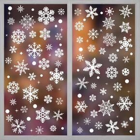 223 Pcs White Snowflake Window Clings, Double-Sided Printed Snowflakes Christmas Window Stickers, Assorted Size Dot Snowflake Window Decal Decoration for Christmas New Year Party Supplies