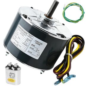 Condenser Motor Replaces Carrier # 5KCP39EGS070S, HC39GE237, 236, 5KCP39EGY823S, Genteq GE3905, Dayton 6DLL0, Bryant Payne HC39GE234A etc AC/Air Conditioner, 1/4HP 1100 RPM 208-230V with Capacitor