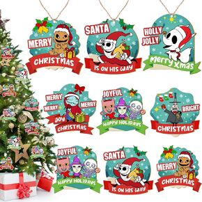Christmas Tree Decorations, 18PCS Christmas Jack Sally Wooden Hanging Ornaments for Tree, Wood Nightmare Christmas Before Decor Indoor Home Party Gifts