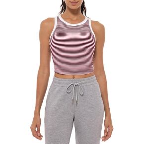 Lavento Women's Racerback Crop Tank Top - Active Workout Yoga Tops with Built-in Bra