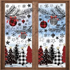Christmas Window Stickers Window Clings Christmas Snowman Snowflake Stickers Snow House Decals Christmas Decorations Elk for Window Glass Decoration, 9sheets