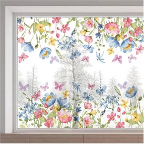GORGECRAFT Sunflower Window Clings Gold Flower Spring Removable Glass Window Sticker Double-Sided Anti Collision Non-Adhesive Window Decals for Home Room Sliding Glass Door Prevent Birds Strikes