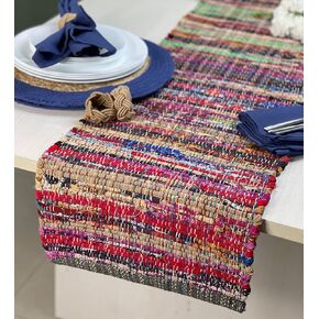 Chardin home Eco Friendly Rainbow Multi Chindi Colorful Table Runner. Size: 13''x36'', Multi Color