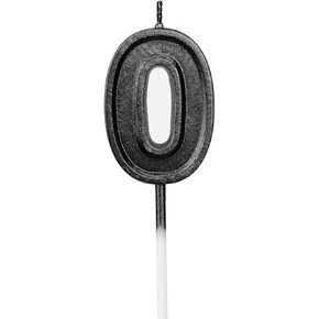 LUTER Black Glitter Happy Birthday Cake Candles Number Candles Number 0 Birthday Candle Cake Topper Decoration for Party Kids Adults (Number 0)