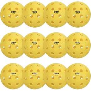 OZO Pickleball - Set of 12 Outdoor Balls, 40 Holes, Injection Mould