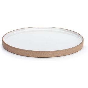 DEMDACO Classic Design Round Textured White 10.5 x 10.5 Stoneware Candle Tray Holder