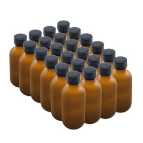 The Bottle Depot - 24 Pack - 2 oz Glass Bottle With Cap - Black Frosted - 20-400 Neck Finish - Boston Round Bottles - UV Rays Protection