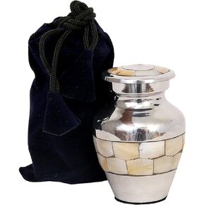 HLC URNS Keepsake Urn – Lovely Elegant Small Keepsake Qnty 1 - Keepsake Urn for Human Ashes with 1 Velvet Box Bag- Mini Keepsake - Affordable Keepsake Urn (3 cu.in)
