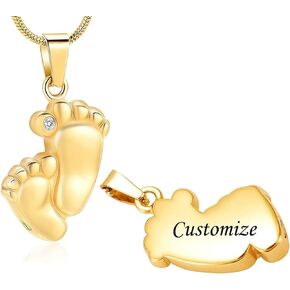 Footprint Urn Necklace for Ashes Cremation Jewelry for Women Men Stainless Steel Baby Foot Memorial Necklaces Keepsake Jewelry for Human Pet Ash Holder with Filler Tool
