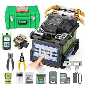 FX39-H New w/Clear LCD Touch Screen, Fiber Cleaver FC-30 + 6 Motors Automatic Core Alignment 6S Splicing; 16S Heating Optic Fiber Fusion Splicer, FTTH Tool Komshine Free OPM Gift