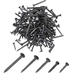 BENECREAT 5 Sizes Black Iron Nails Tacks (10/13/16/19/22mm) for Shoes Boots, Metal Nails Tacks for Leather Heel Soles Repair and Replacement (250G, 50G/Size)