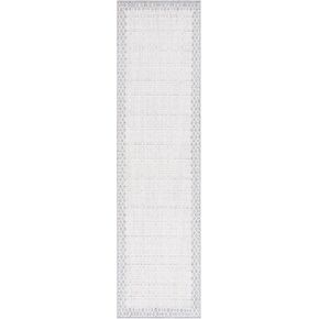 Martha Stewart x SAFAVIEH Collection Runner Rug - 2'2" x 8', Ivory & Grey, Border Design, Non-Shedding & Easy Care, Ideal for High Traffic Areas in Living Room, Bedroom, Dining (MSR1904A-28)
