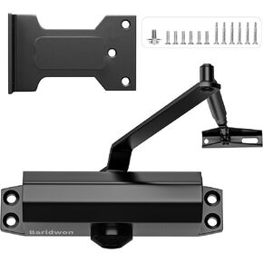Automatic Door Closer for Home or Commercial, Heavy Duty Door Slower Closer No Slam, Hydraulic Door Soft Closer with Hold Open, Self Closing Mechanism for Ensure Smooth and Secure,Small