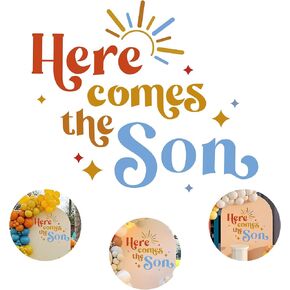 Here Comes The Son Sign Baby Shower Decoration Backdrop,Baby Shower Sticker for Newborn Party Decorations,Baby Shower Party Photo Props,Gender Reveal Neutral Sticker