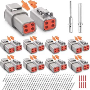 JRready Deutsch 4 Pin Connectors 4 Sets,Waterproof Electrical Wire Connectors with Size 20 Solid Contacts 20-22AWG 8Pairs,ST6330-4DTM Deutsch Automotive Electrical Connectors Kit for Truck,Marine