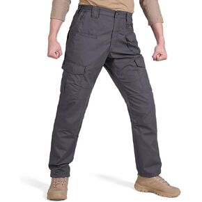 HISEA Men's Tactical Pants Water Resistant Ripstop Cargo Pants Relaxed Fit Outdoor Work Hiking Pants with 9 Pockets