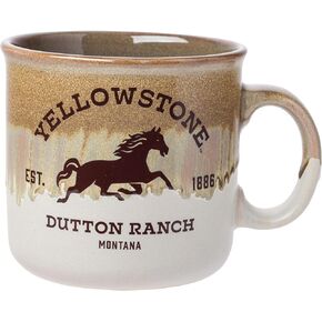 Silver Buffalo Yellowstone Dutton Ranch Montana Reactive Glaze Ceramic Camper Mug, 20 Ounces