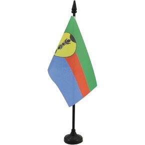AZ FLAG New Caledonia Table Flag 4'' x 6'' - New Caledonian Desk Flag 15 x 10 cm - Black Plastic Stick and Base
